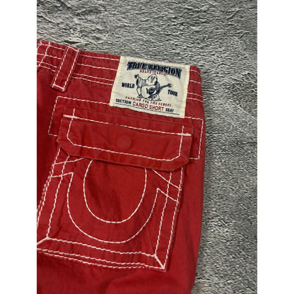 True Religion Cargo jorts shorts fat stitching red