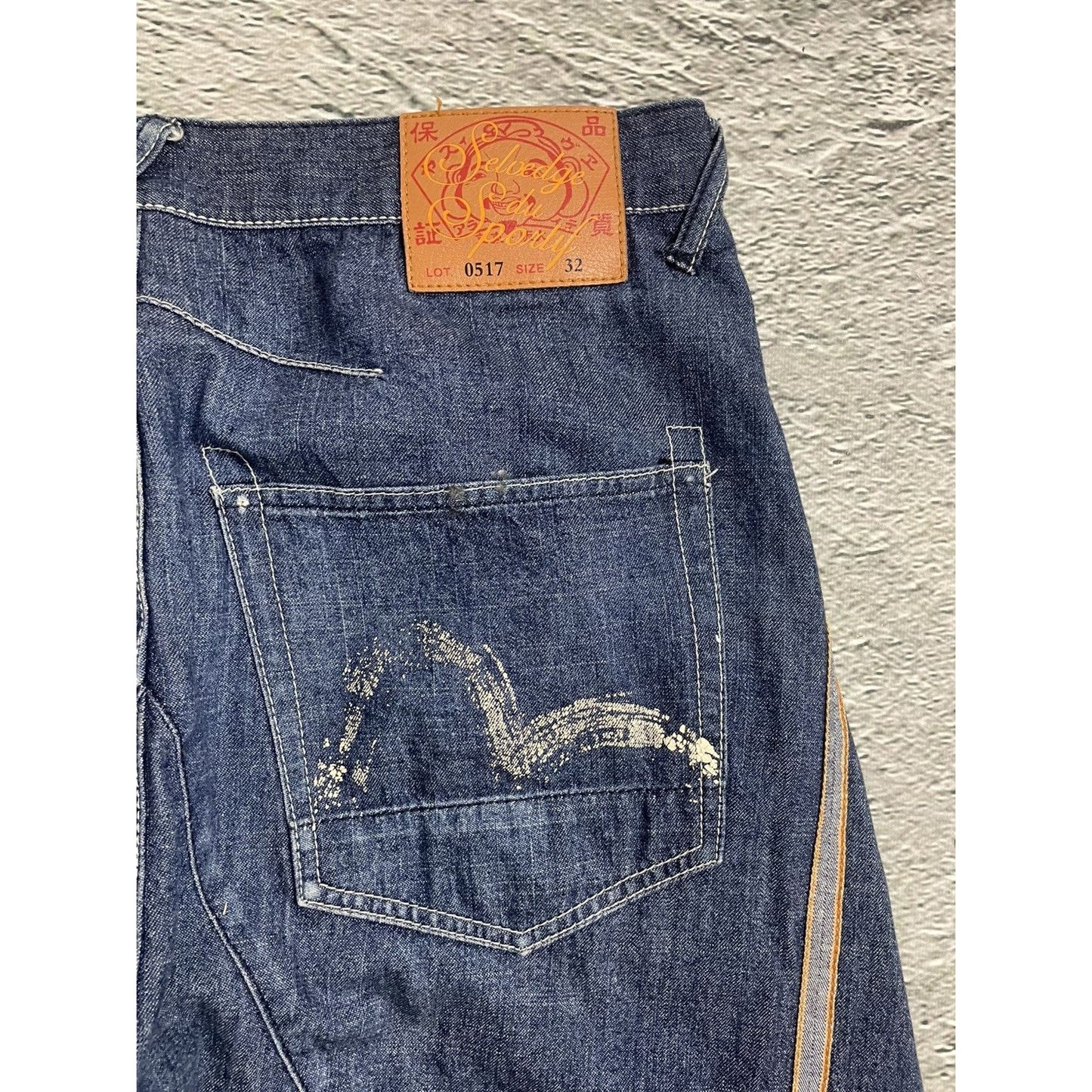 Evisu jeans vintage inside out selvedge white red