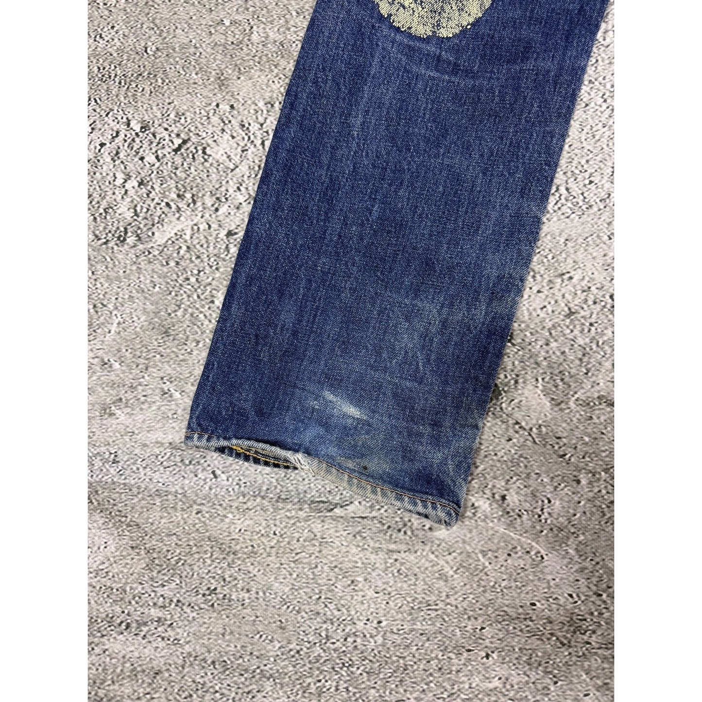 Evisu jeans yellow daicock big logo blue selvedge denim