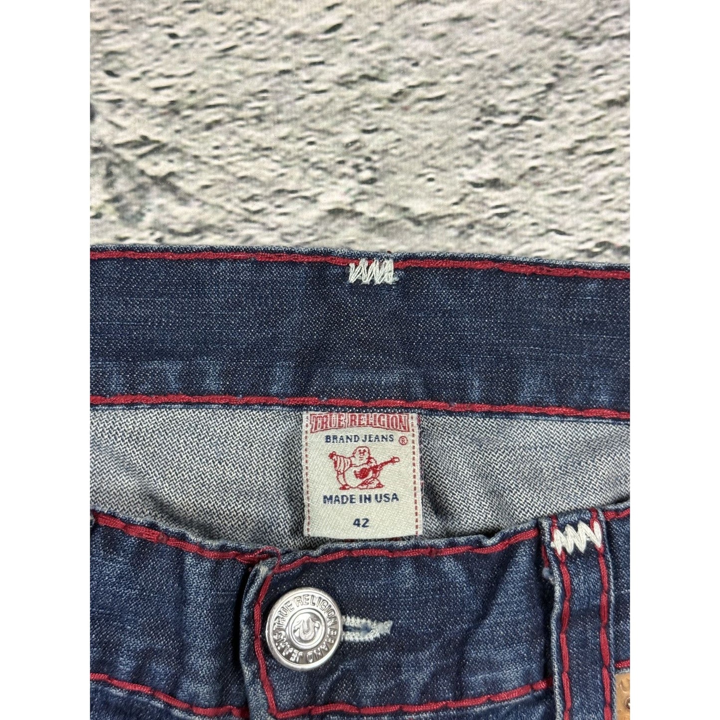 True Religion jeans red white stitch blue Ricky Super T