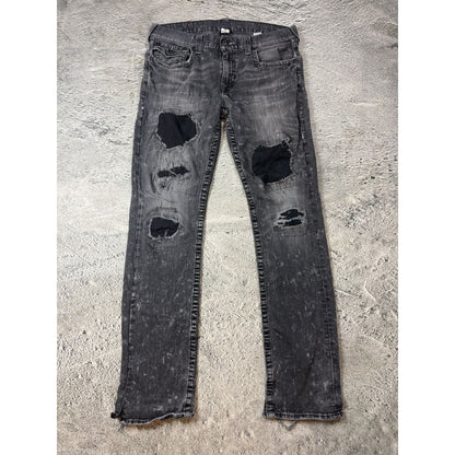 True Religion washed grey dark black jeans straight