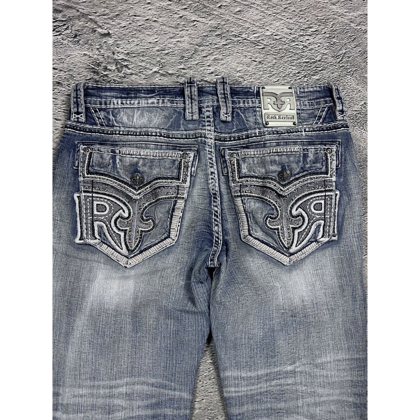 Rock Revival vintage baby blue jeans Y2K straight jamon