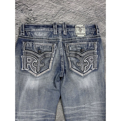 Rock Revival vintage baby blue jeans Y2K straight jamon