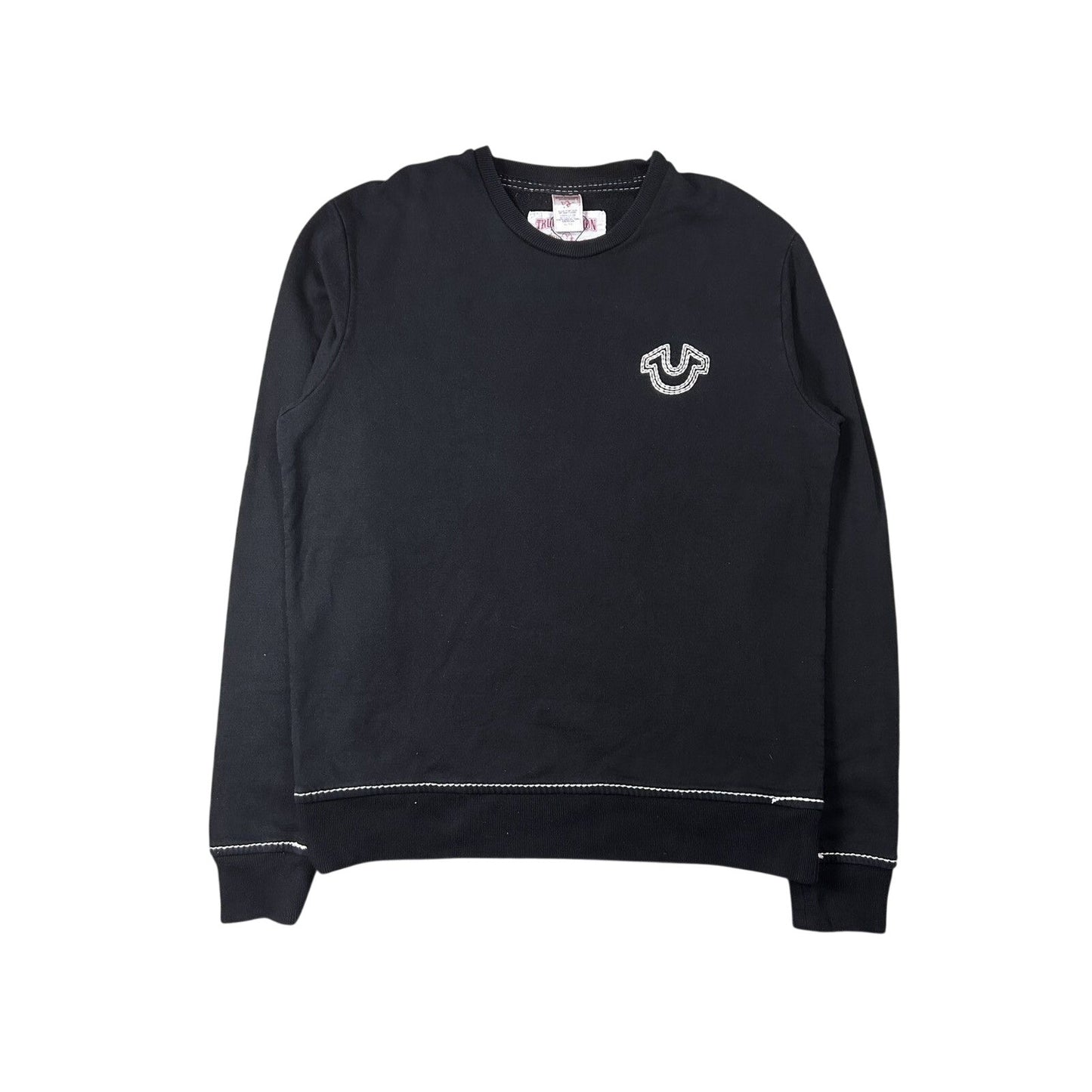 True Religion vintage black sweatshirt fat stitching Y2K