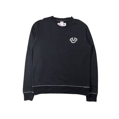 True Religion vintage black sweatshirt fat stitching Y2K