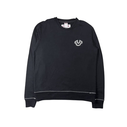 True Religion vintage black sweatshirt fat stitching Y2K