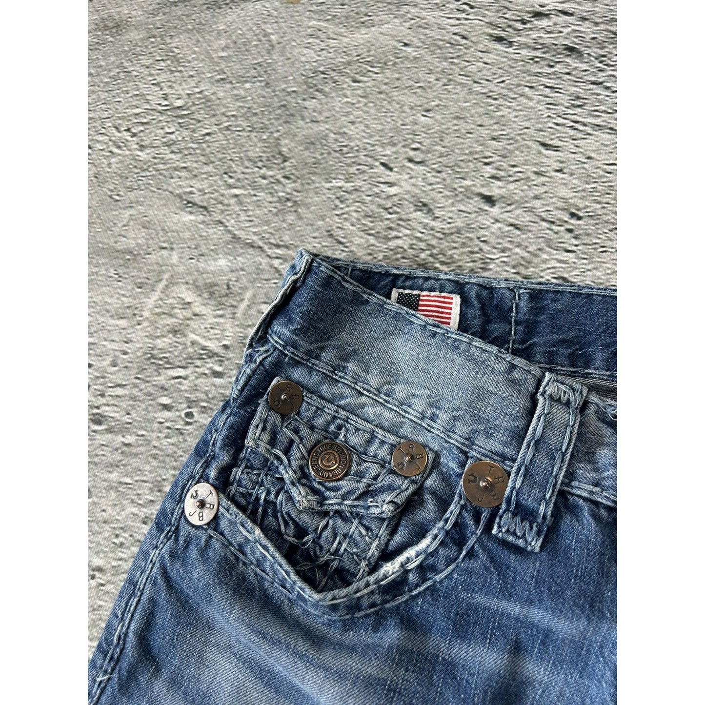 True Religion vintage jeans Blue thick stitching Vince Y2K