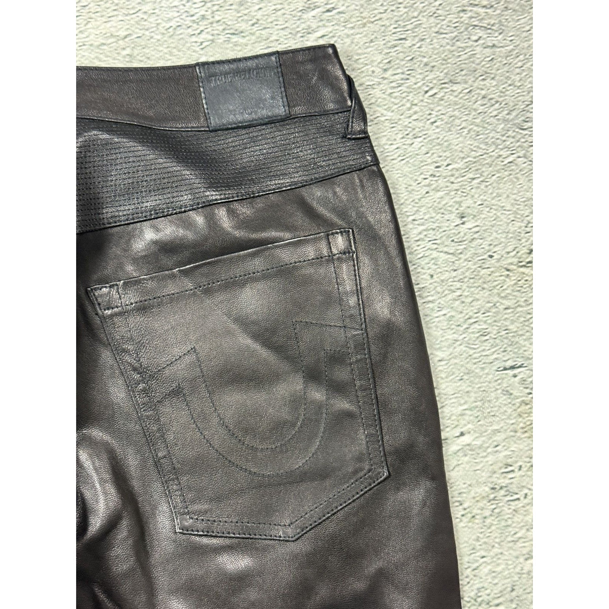 True Religion vintage jeans leather Goat biker black Hedi