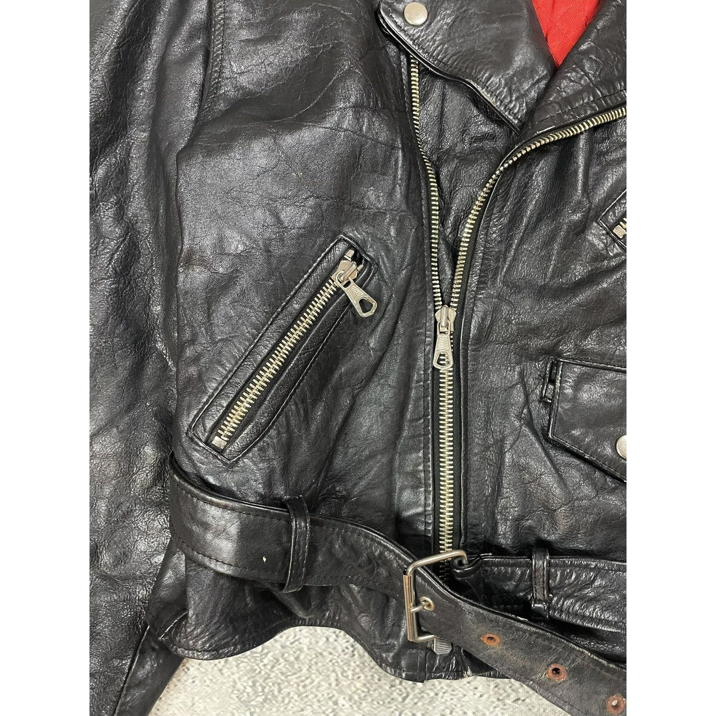 leather jacket vintage black racing ramones Y2K swag