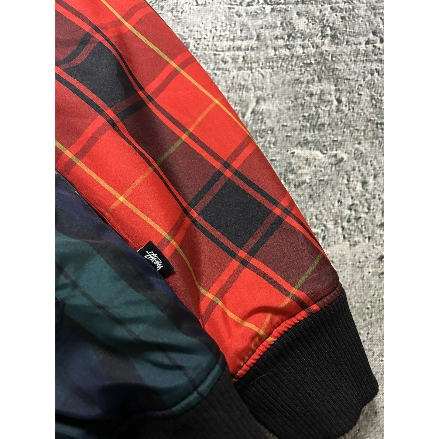 Stussy Sherpa bomber jacket reversible fleece tartan