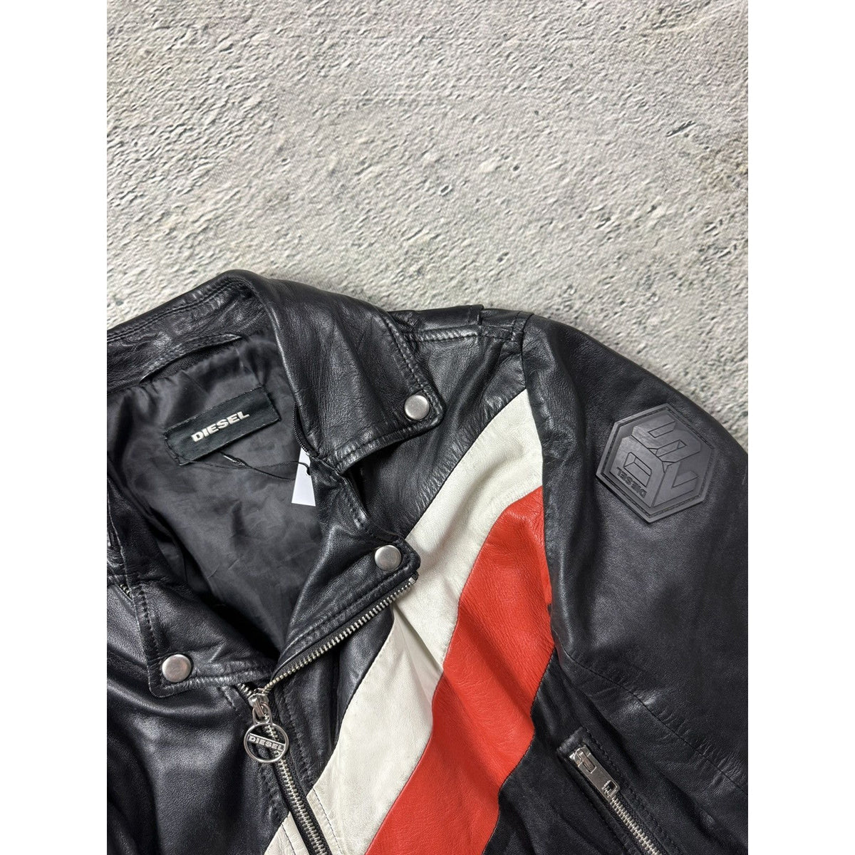 Diesel Vintage Leather biker polish black Jacket Avant Garde
