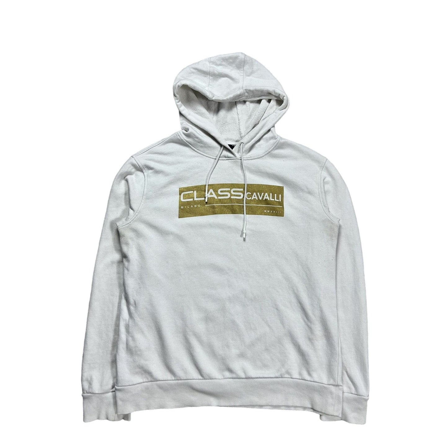 Cavalli hoodie Class big logo white gold Milano Roberto