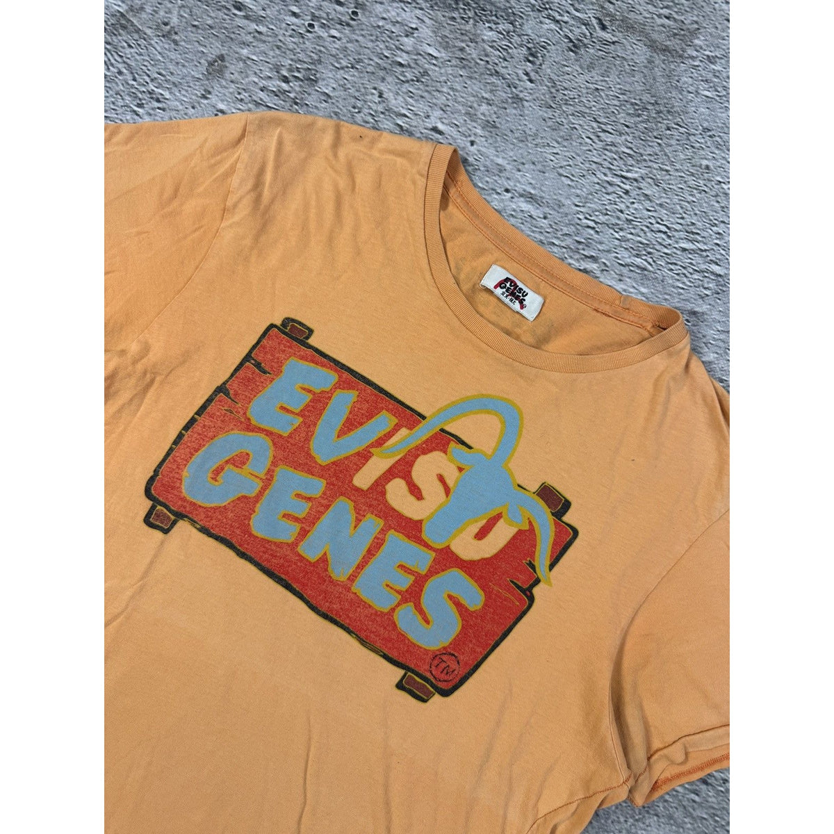 Evisu Genes T-shirt big logo seagull orange Y2K