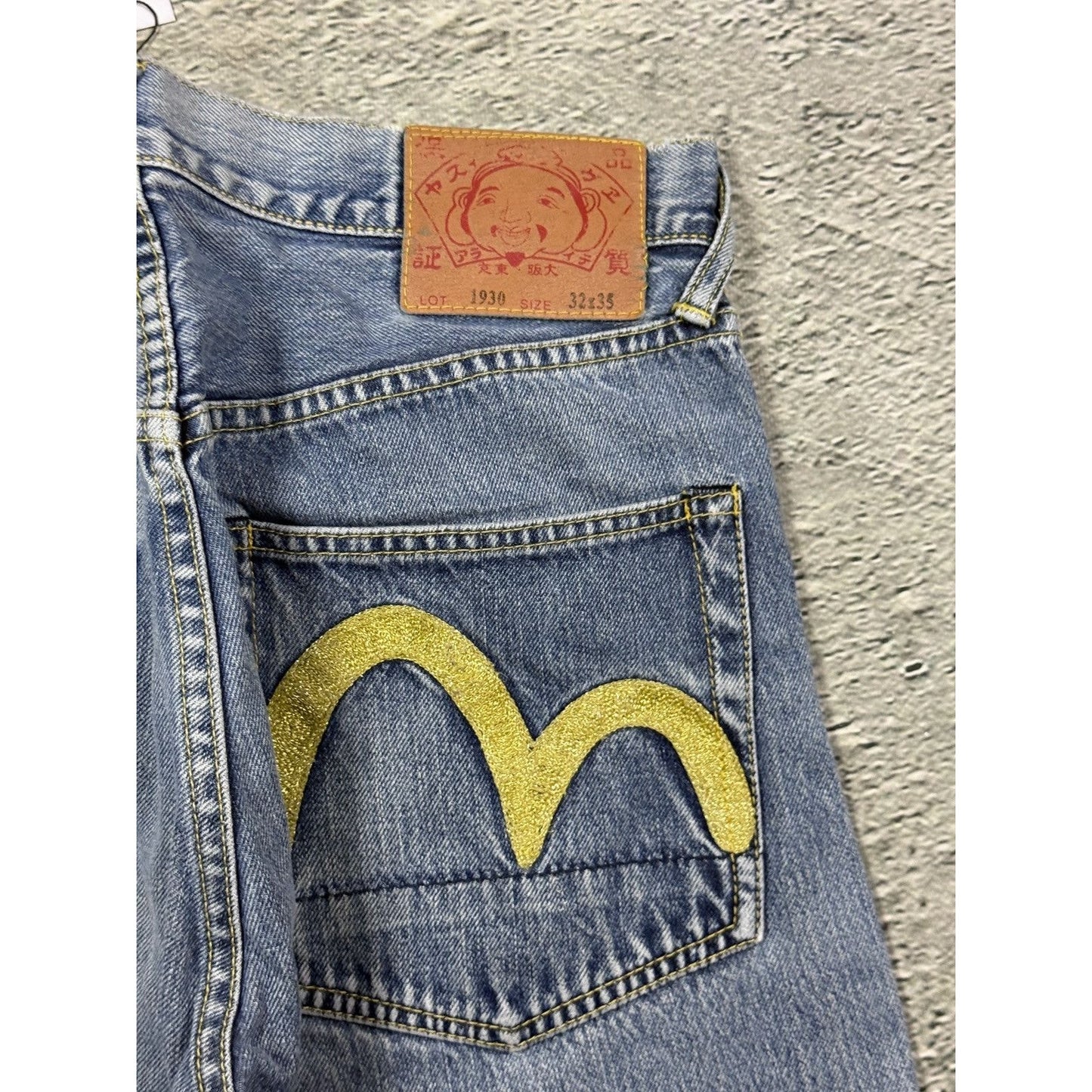 Evisu jeans tiger big logo gold selvedge denim Japan