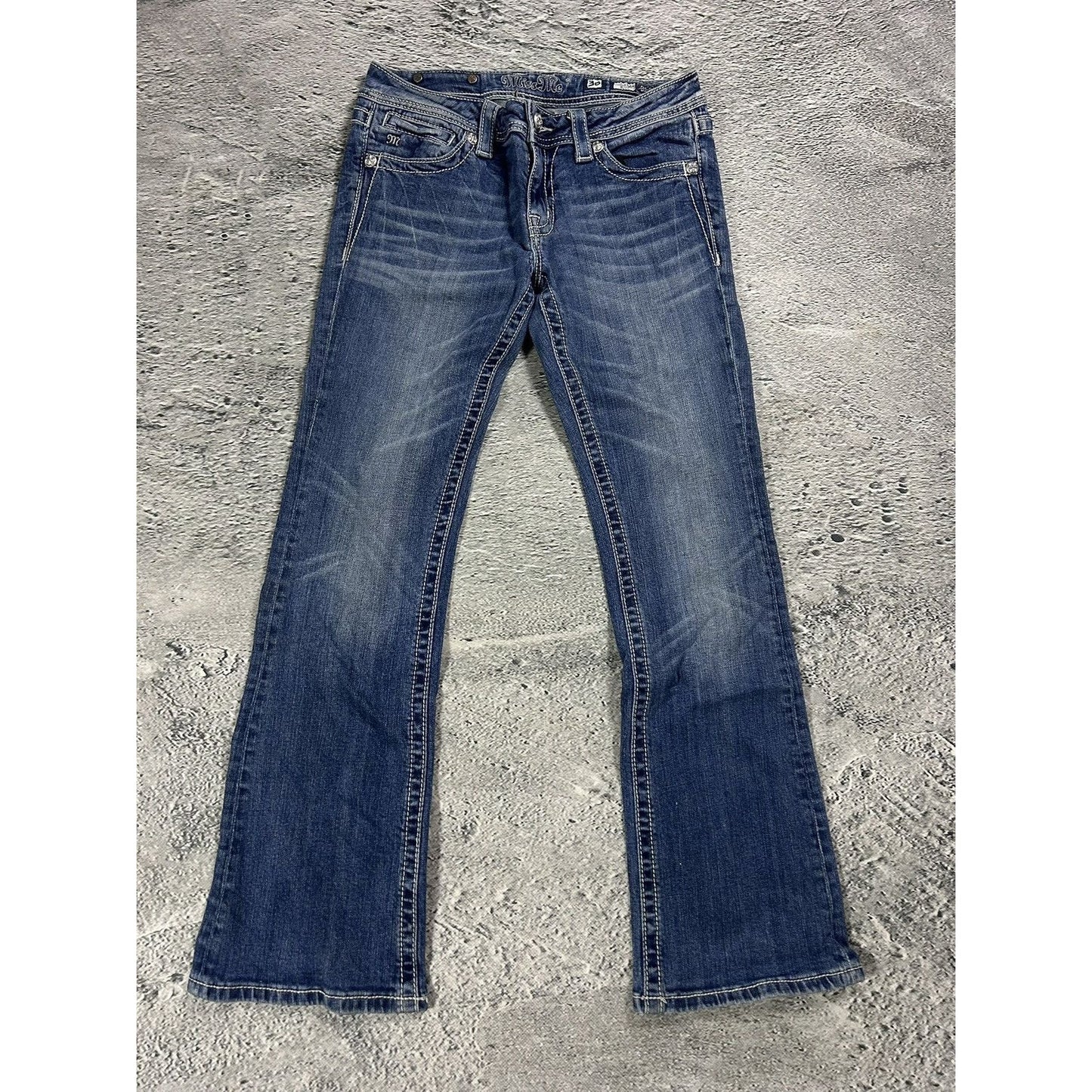 Miss Me flared bootcut white stitching denim vintage y2k