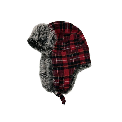 Burton vintage ushanka trooper hat red black with fur