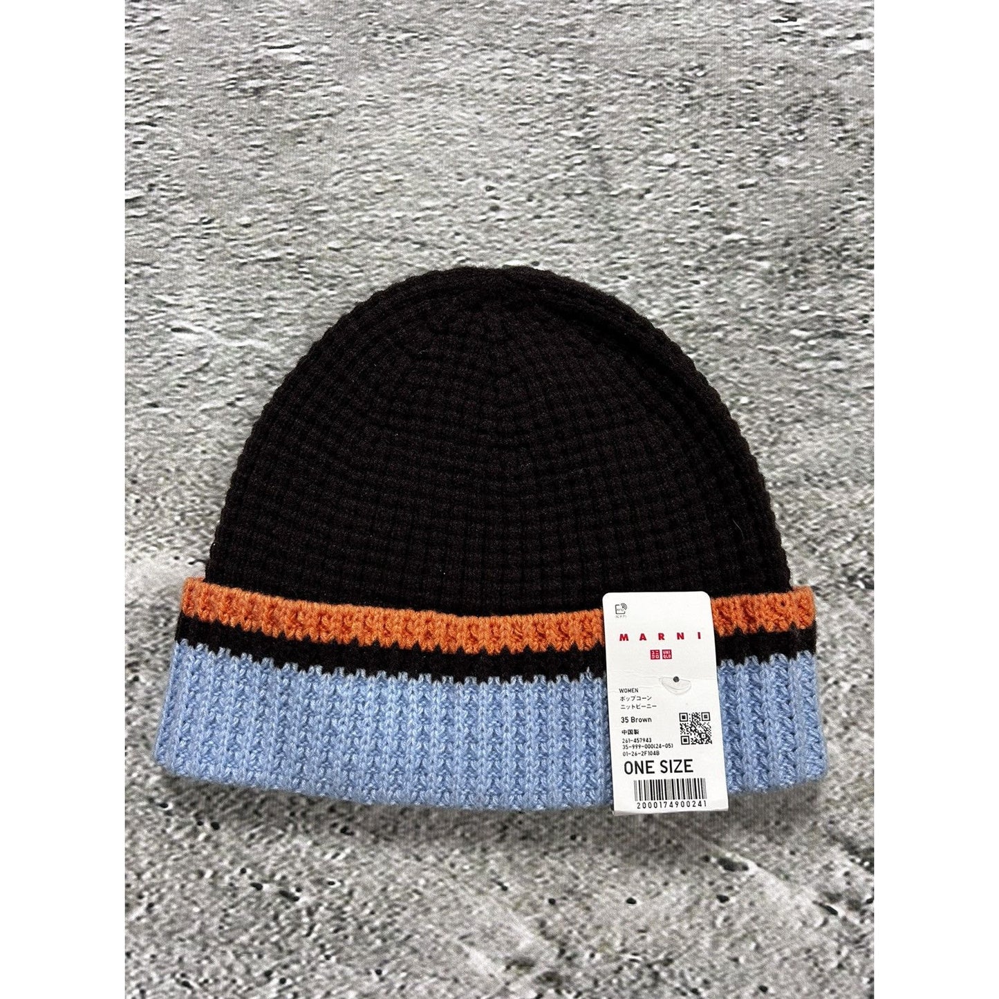 Uniqlo x marni knit beanie brown orange blue