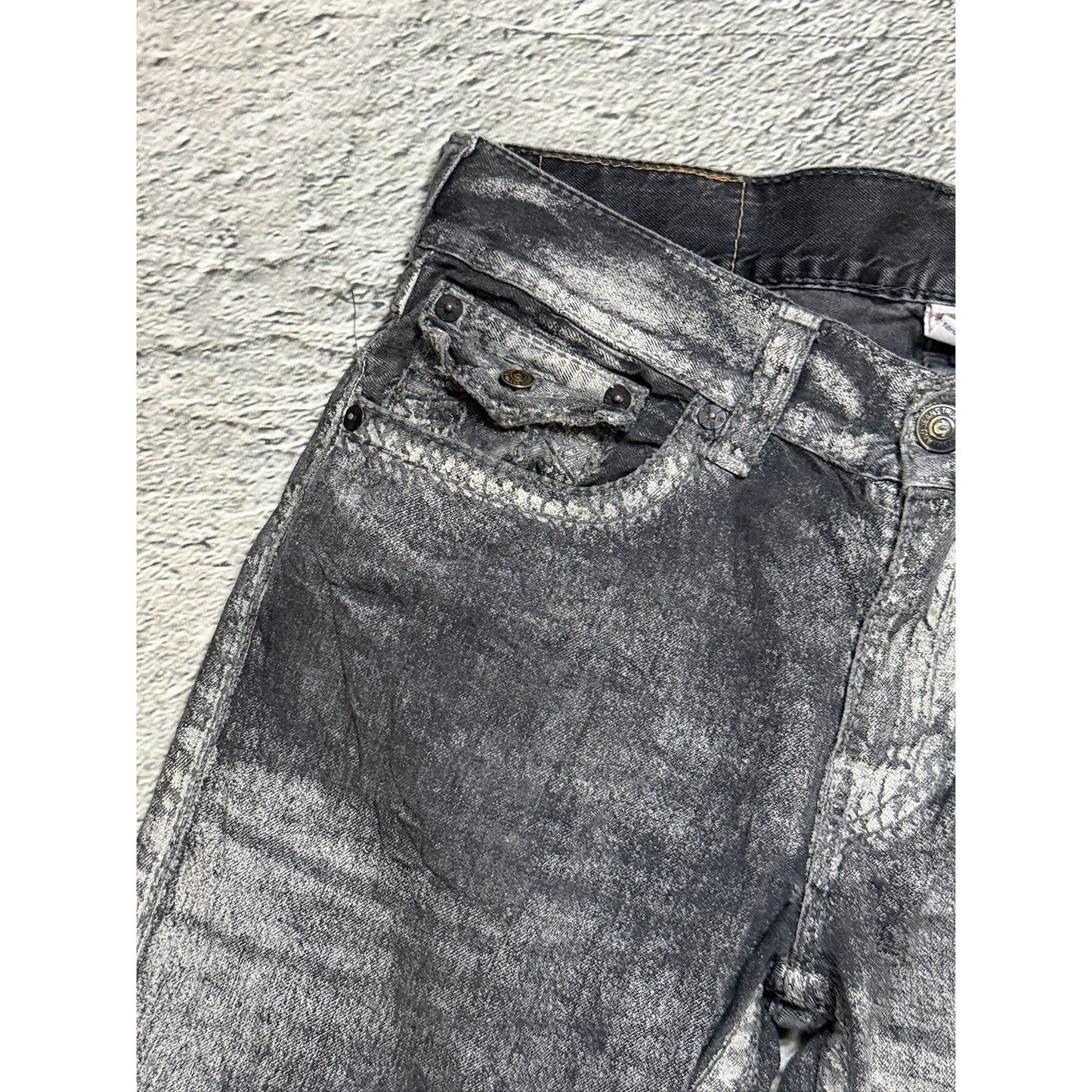 True Religion black dark grey black painted jeans Ricky