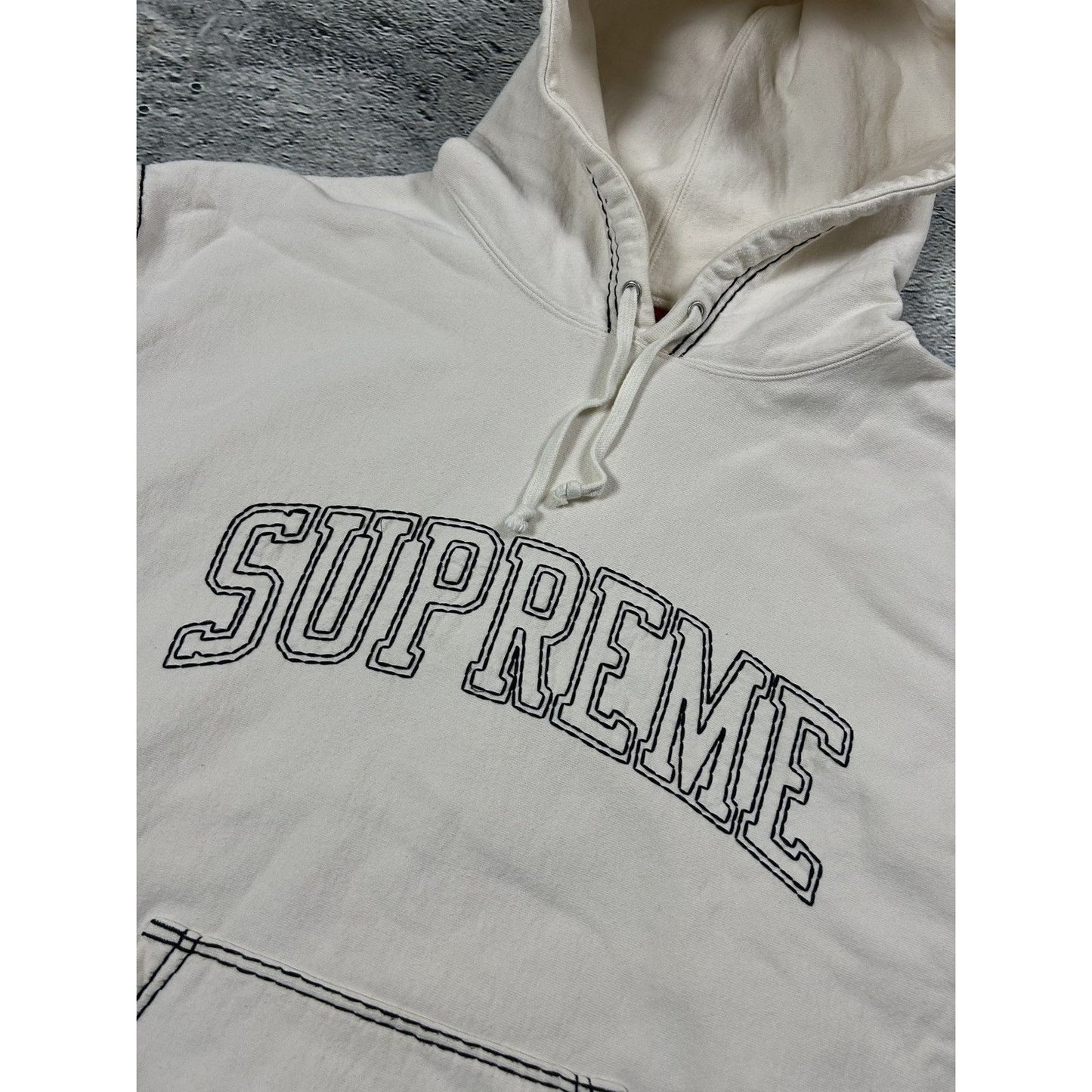 Supreme Big Stitch Hoodie White FW20 True Religion style
