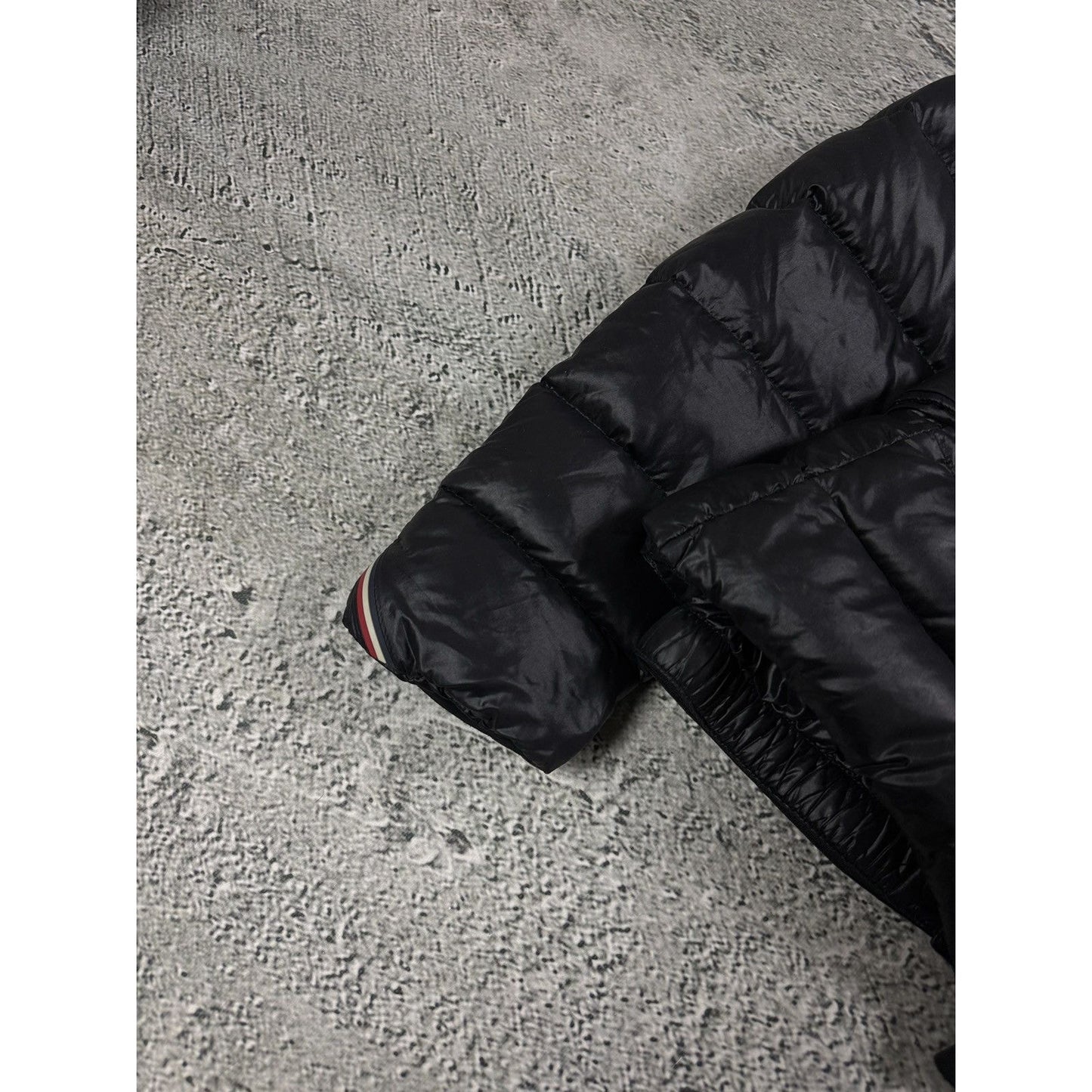 Moncler puffer jacket black hooded sample