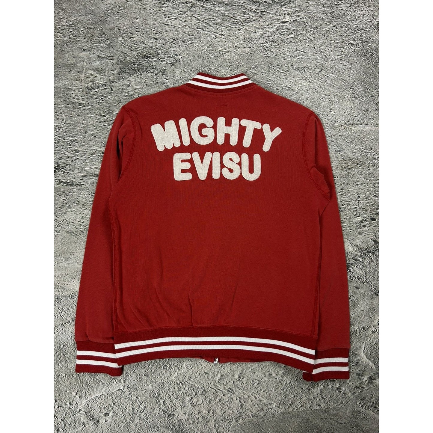 Evisu Mighty varsity jacket red big logo zip sweatshirt
