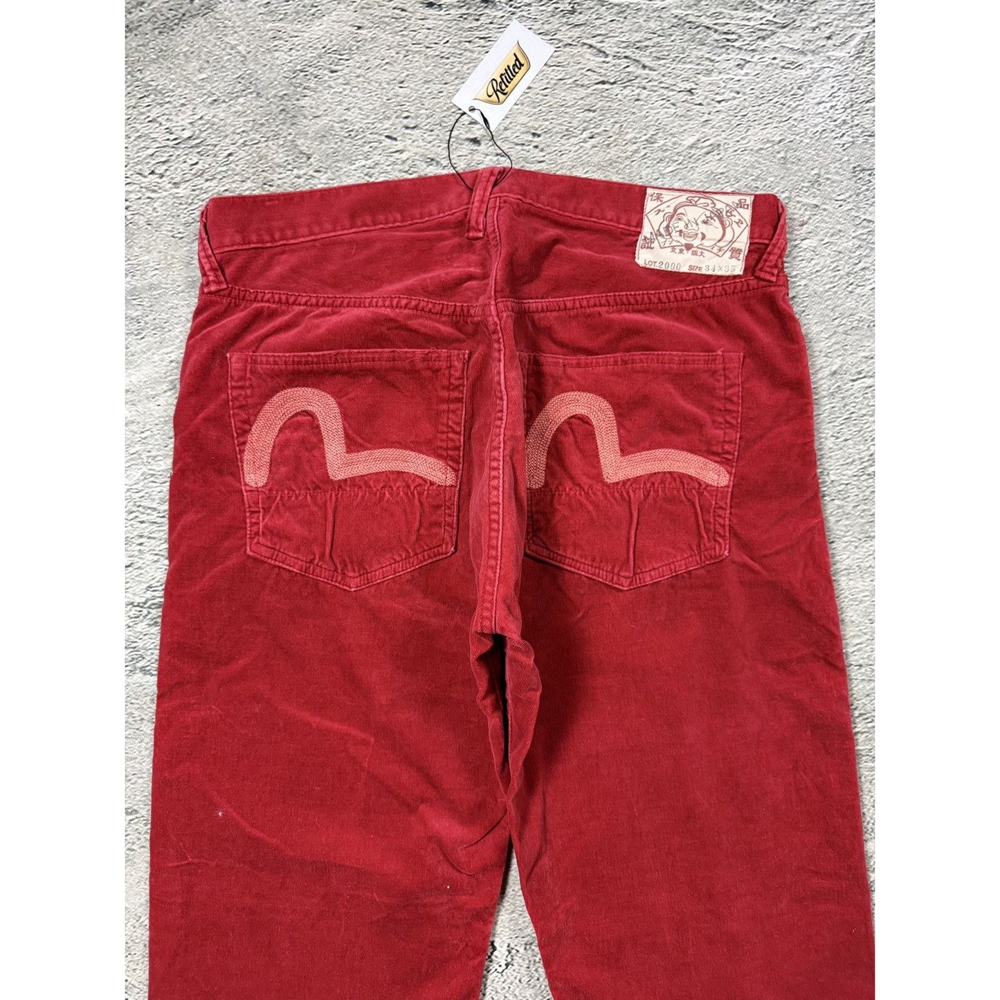 Evisu red pants jeans made in japan vintage