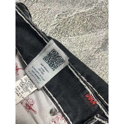 True Religion vintage black jeans denim white stitching