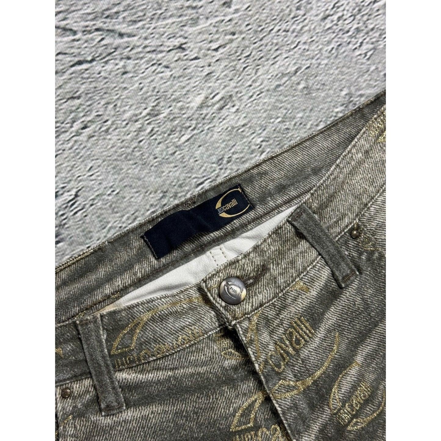 Just Cavalli flared jeans monogram fullprint Y2K washed