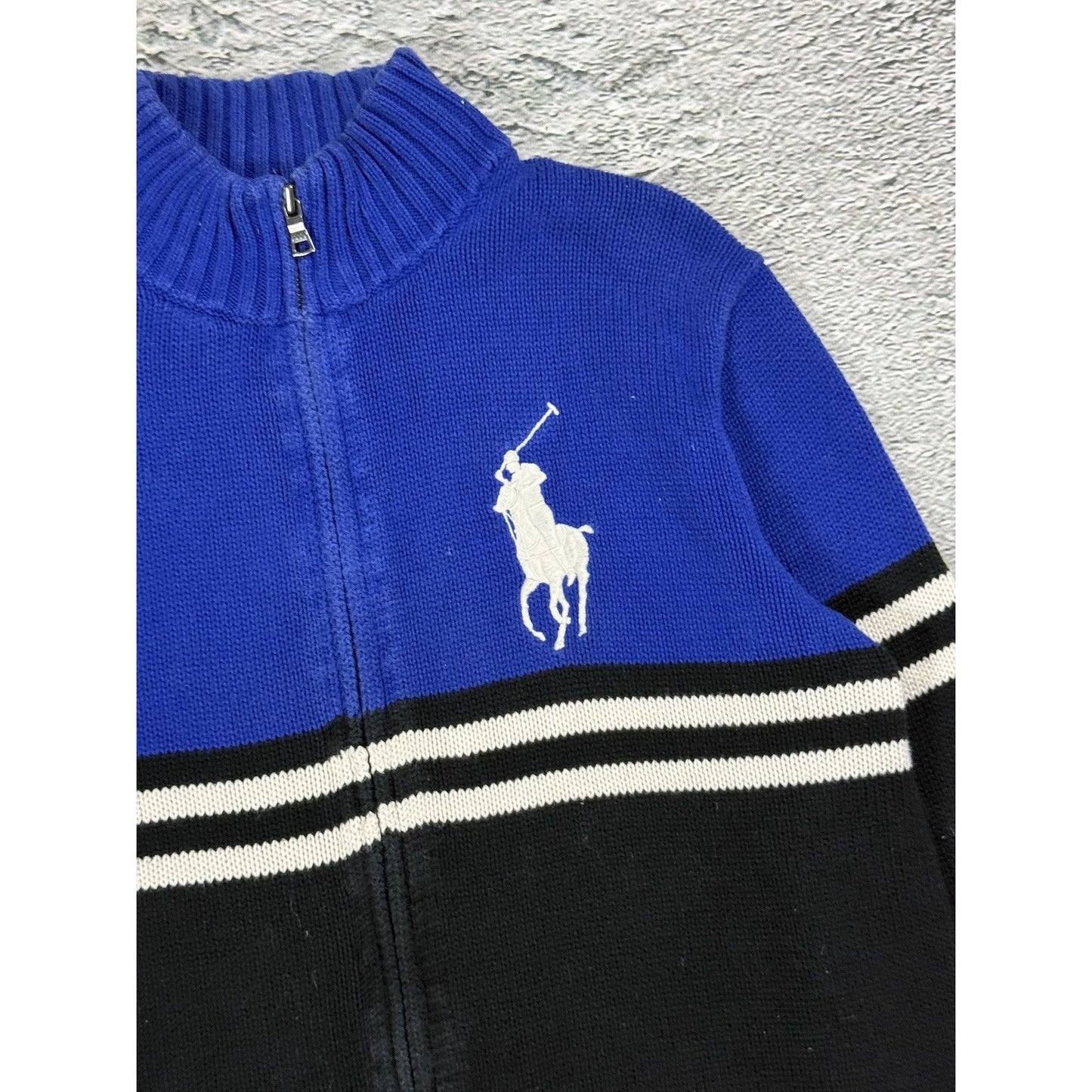 Chief Keef Polo Ralph Lauren zip sweater blue black Big Pony