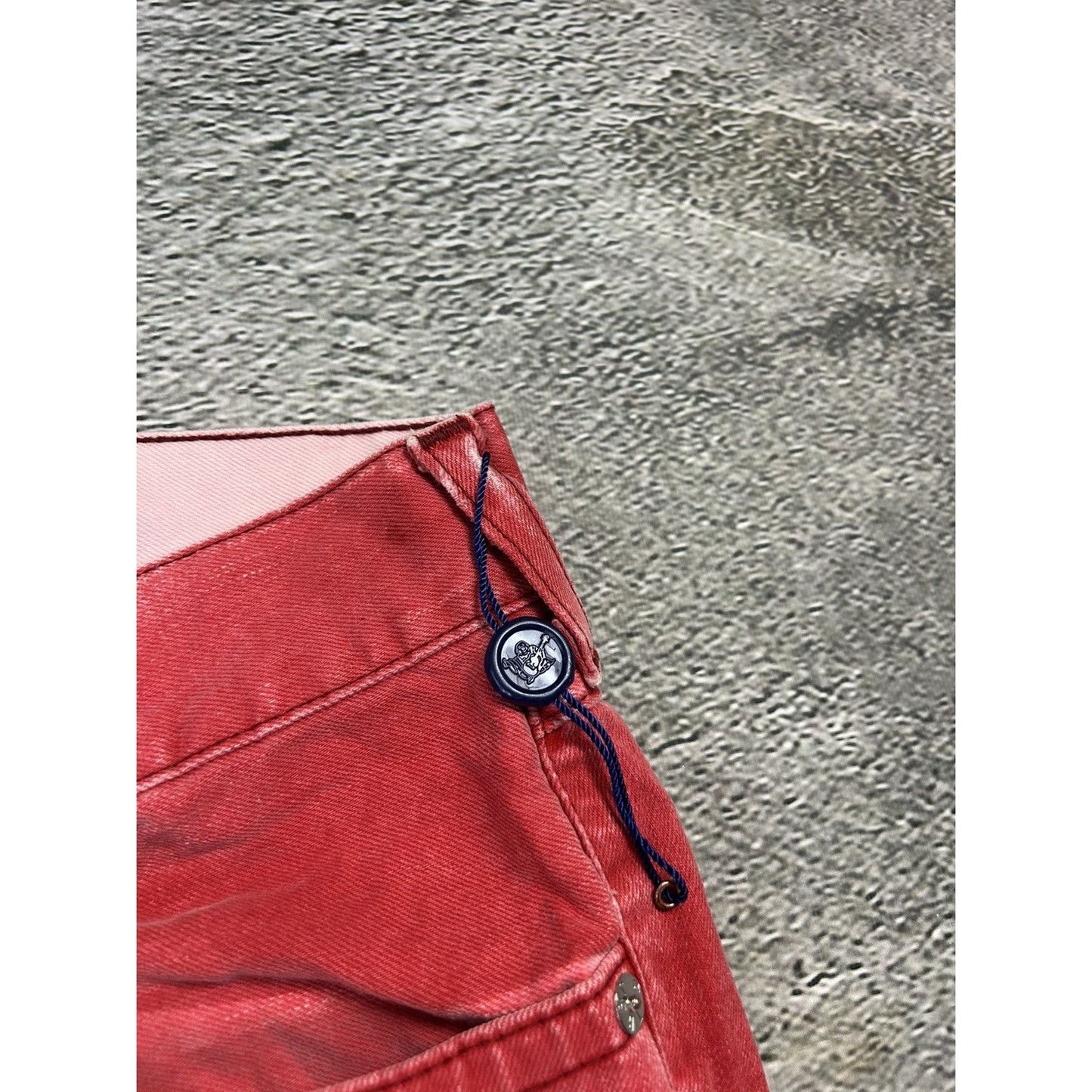 True Religion red jeans contrast stitching straight w flaps