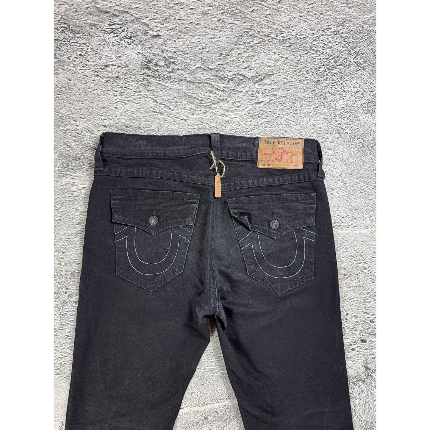 True Religion black jeans white thick stitching Y2K Rocco