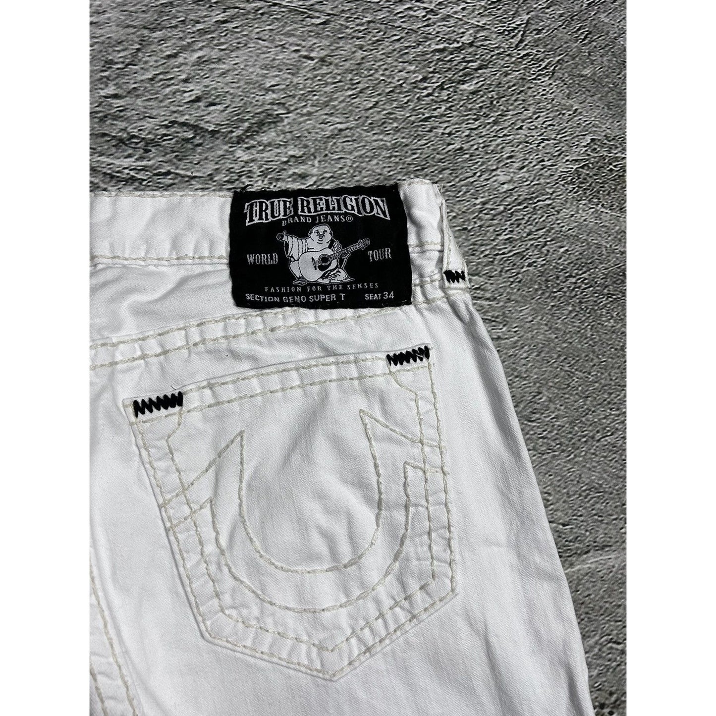 True Religion vintage white jeans Geno contrast stitching