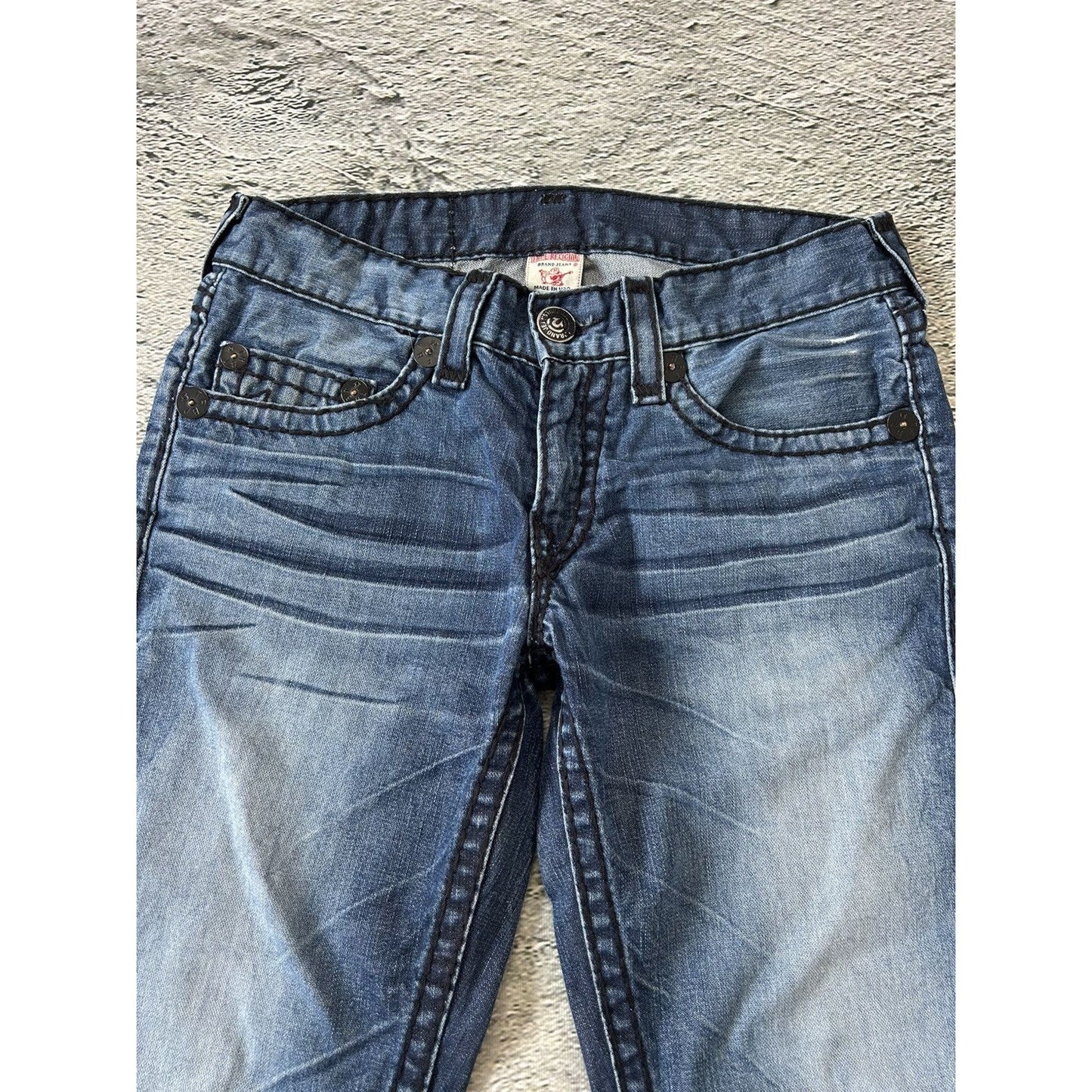 True Religion blue jeans black thick stitching Y2K Bobby