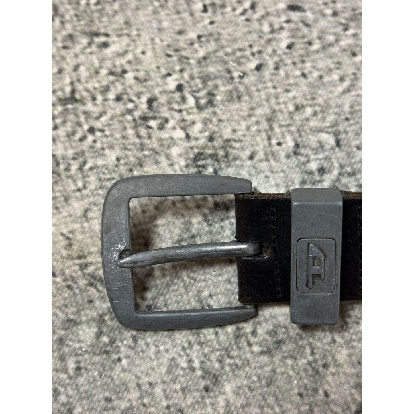 Diesel leather belt small buckle Y2K black