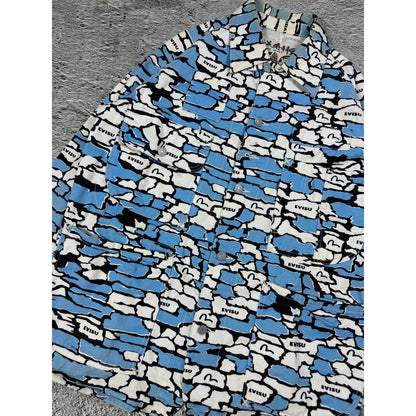 Evisu Japan vintage denim jacket blue white sky camo