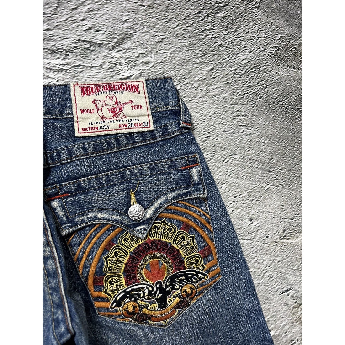 True Religion vintage jeans embroidery sunrise bootcut Y2K