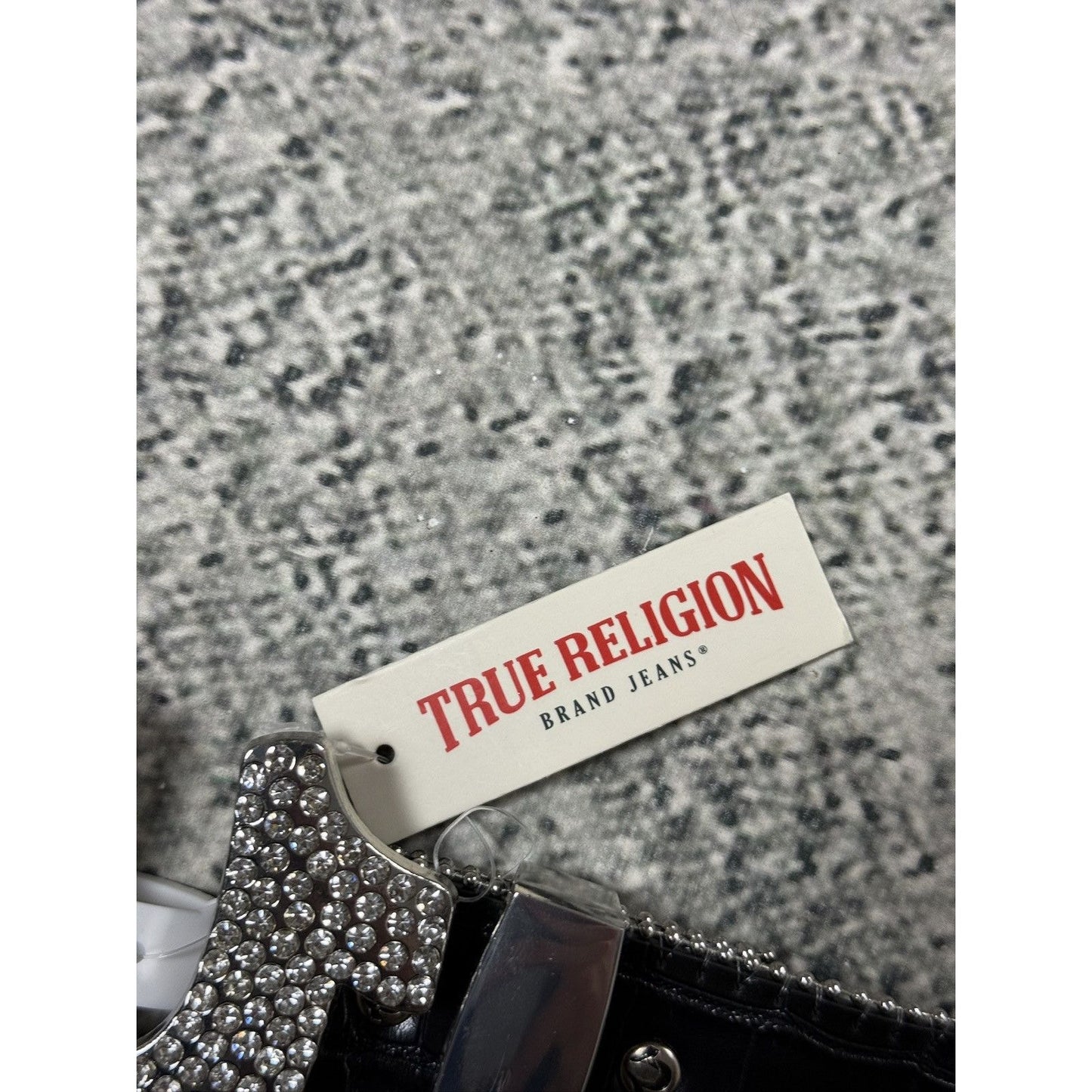 True Religion belt leather black Y2K rhinestones