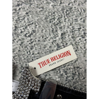 True Religion belt leather black Y2K rhinestones