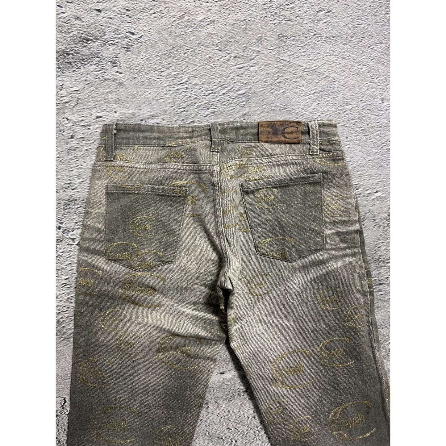 Just Cavalli flared jeans monogram fullprint Y2K washed