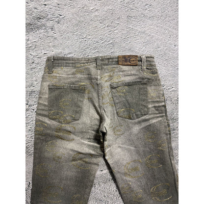 Just Cavalli flared jeans monogram fullprint Y2K washed