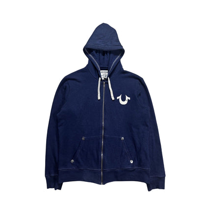 True Religion vintage Navy zip hoodie big logo Y2K