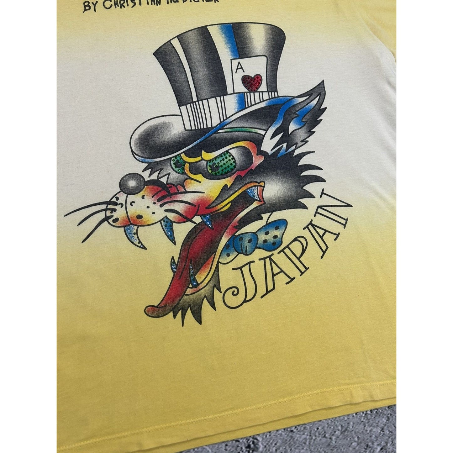 Ed Hardy Christian Audigier vintage yellow T-shirt big logo