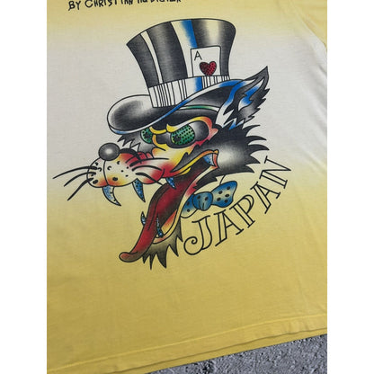 Ed Hardy Christian Audigier vintage yellow T-shirt big logo