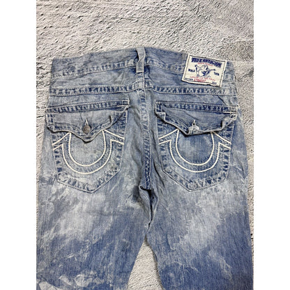 True Religion jeans washed denim white rope stitching