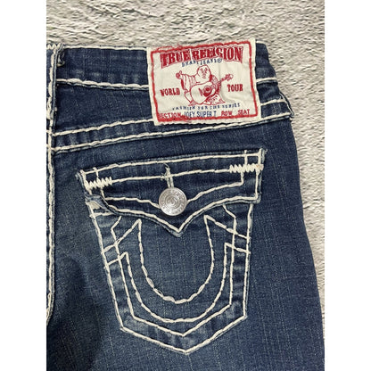 True Religion blue jeans flared bootcut white stitching Joey