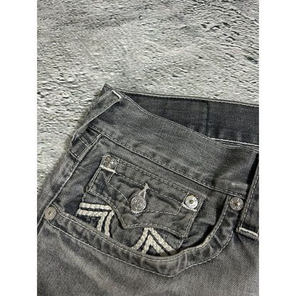 True Religion vintage grey jeans rope white stitching Ricky