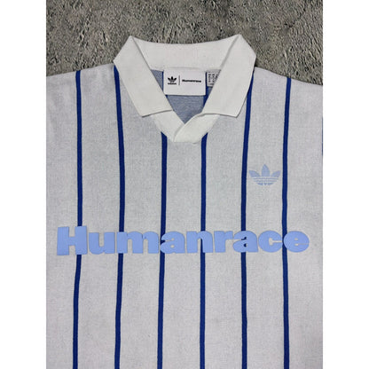 Adidas Human Made polo T-shirt blue striped jersey