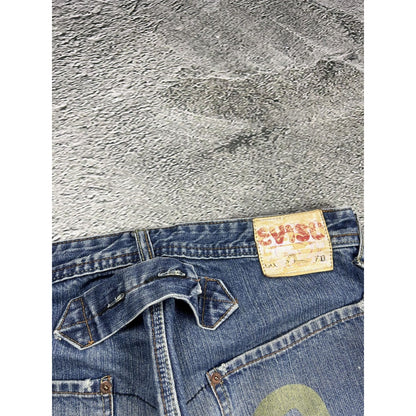 Evisu EU ED jeans vintage denim pants seagulls cargo blue