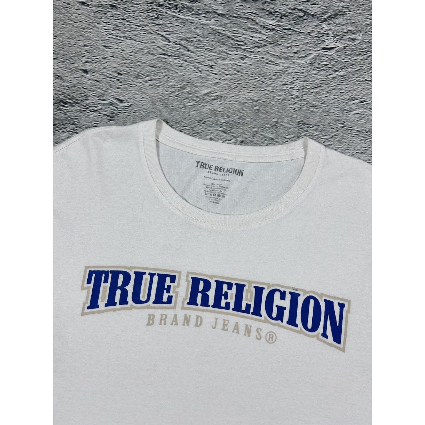 True Religion longsleeve big logo white blue horseshoe