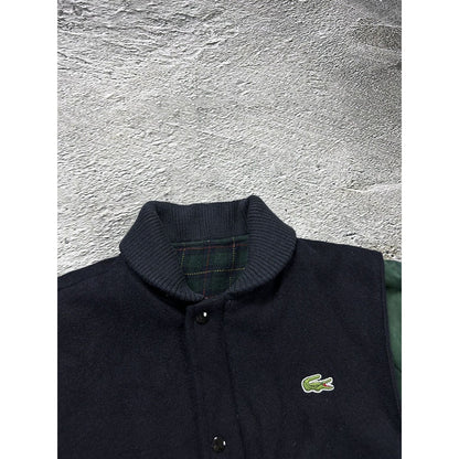 Lacoste wool varsity jacket multicolor leather green purple